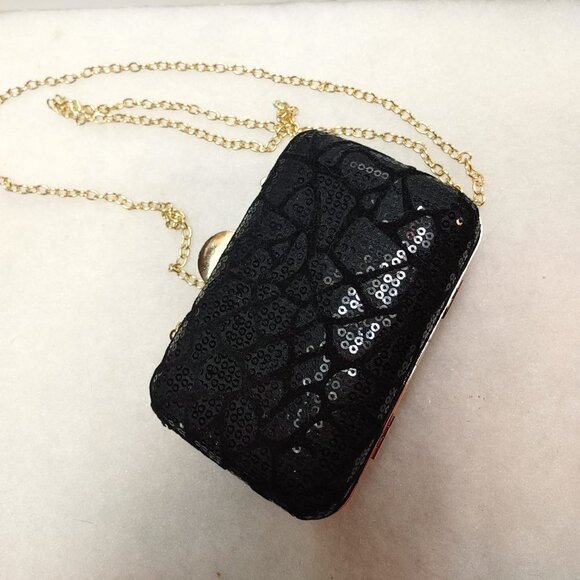 Small Sequin box Clutch Bags women's Designer Party Purse, Chain Shoulder Bag - Picture 8 of 9